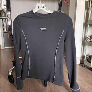 Gray Long Sleeve Top with White Stitching